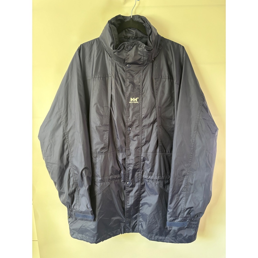 Helly Hansen Rain Jacket Mens XL Navy Blue Excellent Technical Hooded Coat